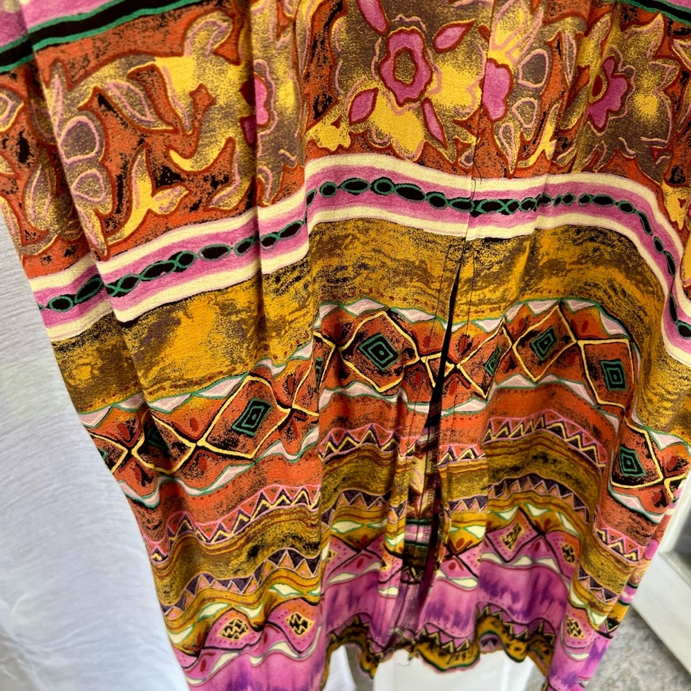 Nina Piccalino colorful vintage Aztec print maxi dress size 16 - Picture 4 of 8